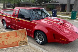 Pick-up Chevy années 90 avec carrosserie en forme de bec d'oiseau: une histoire mystérieuse.